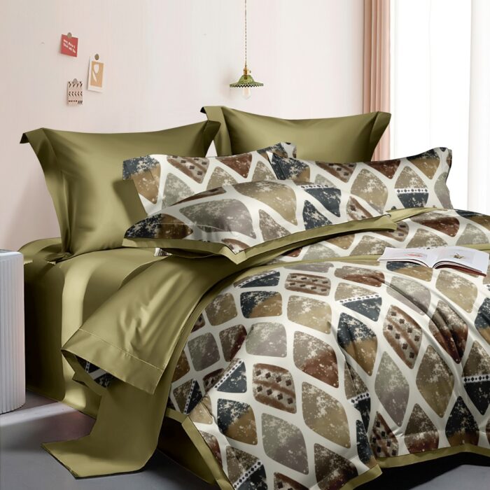 Geometric Printed Cotton Bedsheet – Queen Size