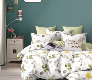 Floral Leaf Printed Cotton Bedsheet – Queen Size