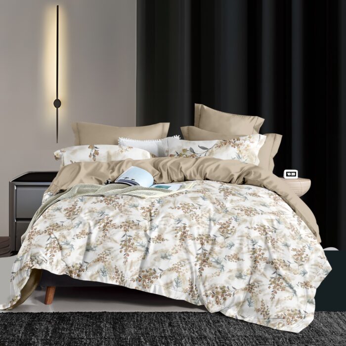 Natural Floral Printed Cotton Bedsheet – King Size Natural Floral Printed Cotton Bedsheet – King Size