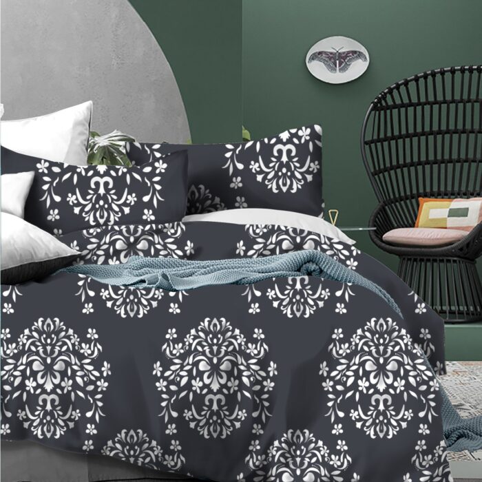 Classic Damask Printed Cotton Bedsheet – King Size